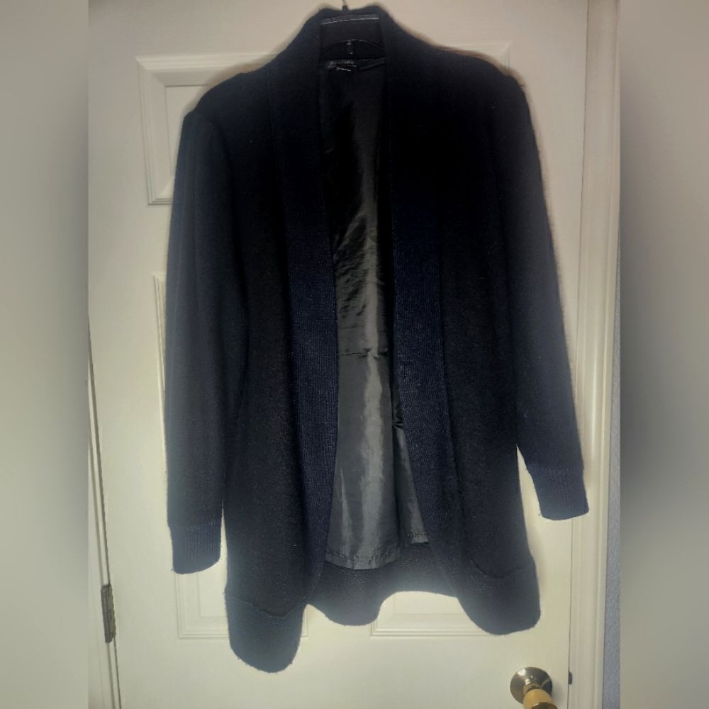 Venesha HighQualityAngora L Black Lined Lngslves Women’s Opened Sweater Cardigan
